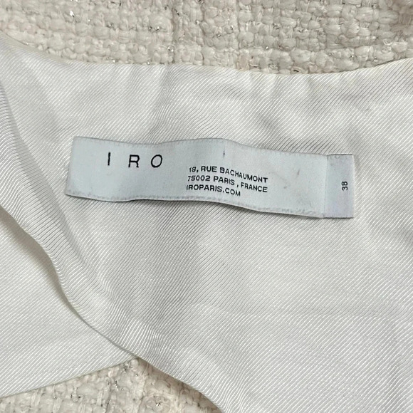 IRO Saussan  Tweed Open Front Ivory White Glitter Blazer Jacket Womens 38 - Picture 9 of 13